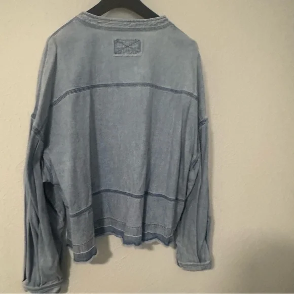 Free People We The Free Jude Denim Pullover Indigo Size Medium - Picture 6 of 11